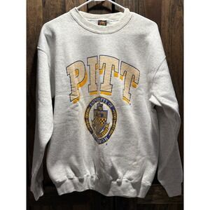 Vintage University of Pittsburgh Pitt Panthers Sweatshirt Gray Large 90s NCAA